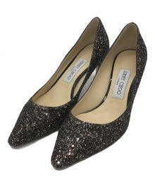 JIMMY CHOO（ジミーチュウ）の古着「グリッターポインテッドトゥパンプス」｜ブラック