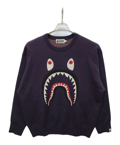 A BATHING APE（アベイシングエイプ）A BATHING APE (アベイシングエイプ) SHARK KNIT パープル サイズ:Mの古着・服飾アイテム