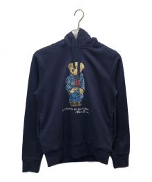 POLO RALPH LAUREN（ポロ・ラルフローレン）の古着「ポロベアプリントプルオーバーパーカー」｜ネイビー