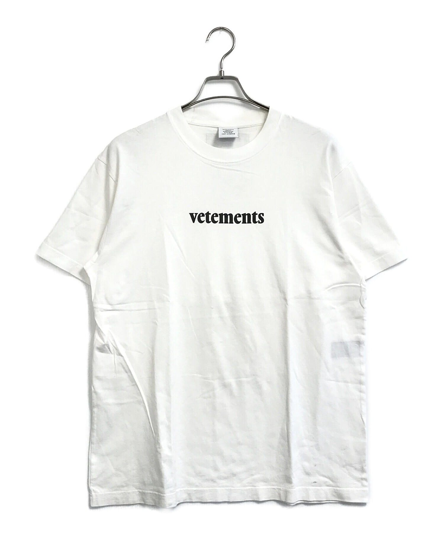 VETEMENTS (ヴェトモン) バーコードパッチロゴプリントTシャツ ホワイト サイズ:S