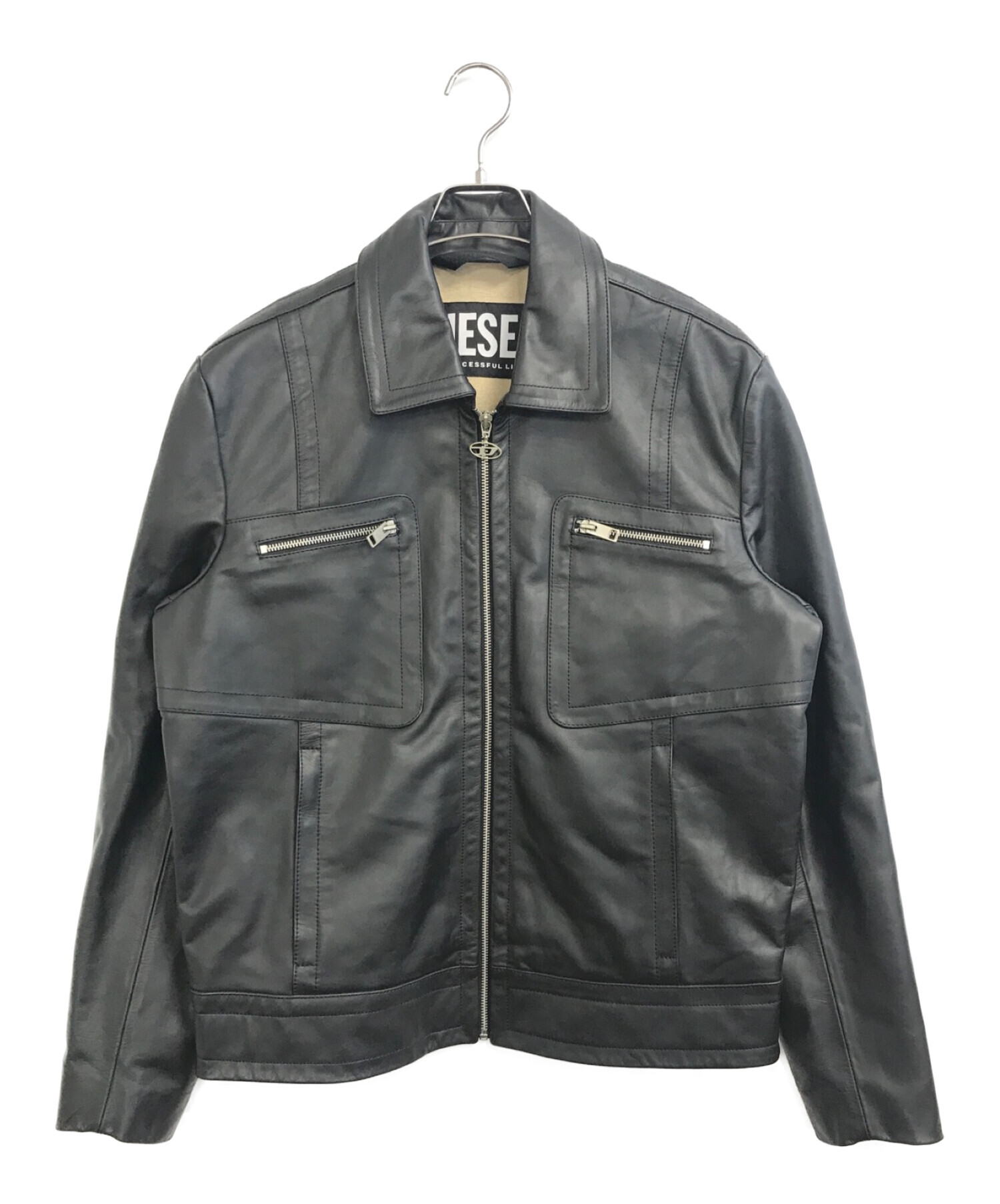 中古・古着通販】DIESEL (ディーゼル) レザージャケット ブラック