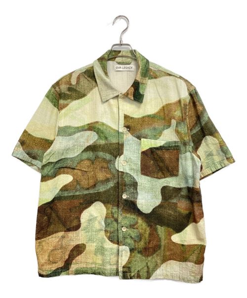 OUR LEGACY（アワーレガシー）OUR LEGACY (アワーレガシー) BOX SHIRT SHORTSLEEVE/ジャガード総柄シャツ グリーン サイズ:XLの古着・服飾アイテム