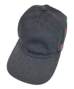 中古・古着通販】GUCCI (グッチ) GG柄ベースボールキャップ ブラック