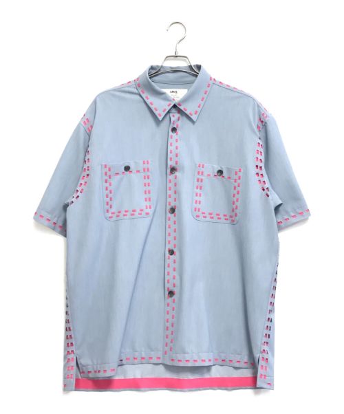 amok（アモク）amok (アモク) Laser Stitch Shirts スカイブルー サイズ:Lの古着・服飾アイテム