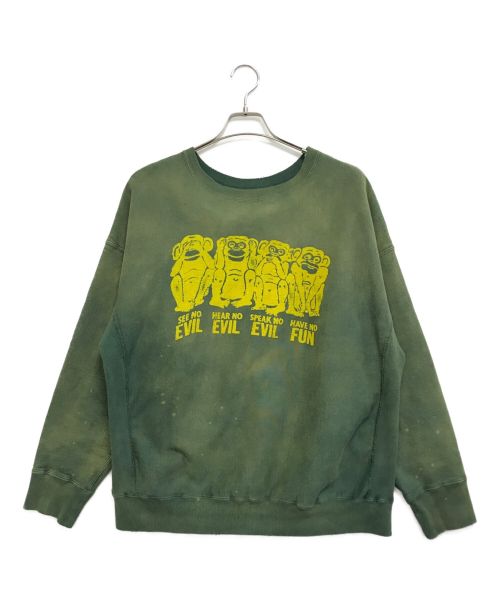 BOWWOW（バウワウ）BOWWOW (バウワウ) FOUR WISE MONKEYS SWEAT SHIRTS グリーン サイズ:Lの古着・服飾アイテム