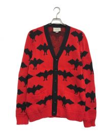 GUCCI（グッチ）の古着「Bat Jacquard Knitted Cardigan」｜レッド