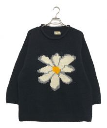 MacMahon Knitting Mills（マクマホン ニッティングミルズ）の古着「ロールネックフラワーニット」｜ブラック