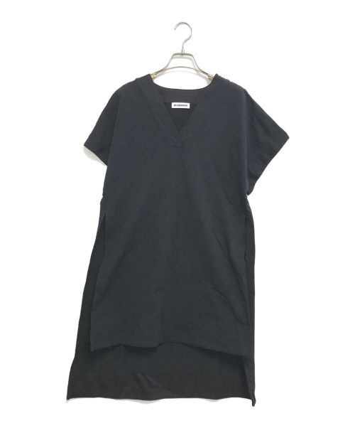 JIL SANDER（ジルサンダー）JIL SANDER (ジルサンダー) コットンVネックワンピース ブラック サイズ:Sの古着・服飾アイテム