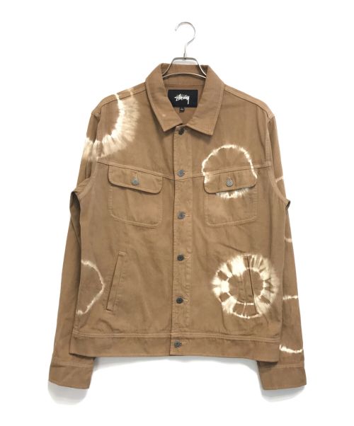 stussy（ステューシー）stussy (ステューシー) ブリーチ絞り染トラッカージャケット カーキ サイズ:Lの古着・服飾アイテム