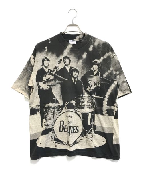 バンドTシャツ（バンドTシャツ）バンドTシャツ (バンドTシャツ) 90s ALL SPORT BEATLES(ビートルズ) オーバープリントtシャツ ブラック サイズ:XLの古着・服飾アイテム