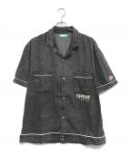 ICE CREAMアイスクリーム）の古着「EMBOSS LOGO DENIM PIPING SHIRT」｜ブラック