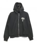 stussyステューシー）の古着「WORLD TOUR ZIP HOODIE」｜ブラック