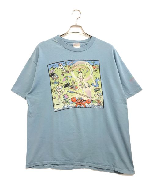 Hanes（ヘインズ）Hanes (ヘインズ) 企業Tシャツ スカイブルー サイズ:ADULT XL(46-48)の古着・服飾アイテム