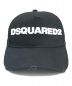 DSQUARED2（ディースクエアード）の古着「クラッシュ加工ロゴ刺繍ベースボールキャップ」｜ブラック