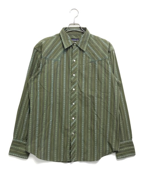 Patagonia（パタゴニア）Patagonia (パタゴニア) 総柄ウエスタンシャツ グリーン サイズ:Mの古着・服飾アイテム