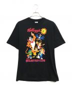 アニメーションTシャツアニメーションTシャツ）の古着「KELLOGGS(ケロッグ)プリントTシャツ」｜ブラック