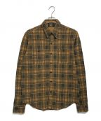 RRLダブルアールエル）の古着「Pleated Plaid Work Shirts」｜ブラウン