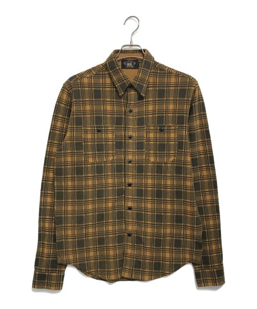 RRL（ダブルアールエル）RRL (ダブルアールエル) Pleated Plaid Work Shirts ブラウン サイズ:175/96A sizeM 未使用品の古着・服飾アイテム