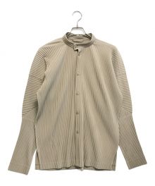 HOMME PLISSE ISSEY MIYAKE（オムプリッセ イッセイ ミヤケ）の古着「スタンドカラープリーツシャツ」｜ベージュ