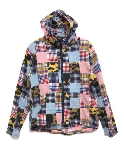 A BATHING APE（アベイシングエイプ）A BATHING APE (アベイシングエイプ) パッチワークジップパーカー マルチカラー サイズ:Lの古着・服飾アイテム