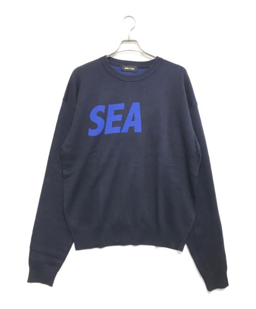 WIND AND SEA（ウィンド アンド シー）WIND AND SEA (ウィンド アンド シー) シルク混ロゴニット ネイビー サイズ:XLの古着・服飾アイテム