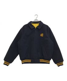 POLO SPORT（ポロスポーツ）の古着「Pパッチ ナイロン×ウール リバーシブルジャケット」｜ネイビー×イエロー