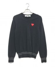 PLAY COMME des GARCONS (プレイ コムデギャルソン) Vネックニット ブラック サイズ:Ｓ