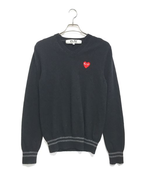 PLAY COMME des GARCONS（プレイ コムデギャルソン）PLAY COMME des GARCONS (プレイ コムデギャルソン) Vネックニット ブラック サイズ:Ｓの古着・服飾アイテム