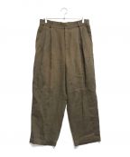 FRANK LEDERフランクリーダー）の古着「WASHED OLD LINEN 2TUCK TROUSERS」｜ブラウン