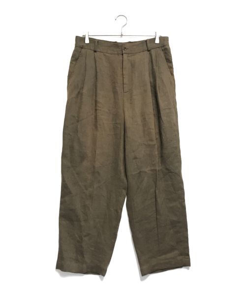 FRANK LEDER（フランクリーダー）FRANK LEDER (フランクリーダー) WASHED OLD LINEN 2TUCK TROUSERS ブラウン サイズ:Lの古着・服飾アイテム