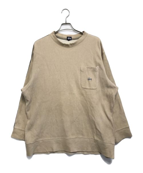 stussy（ステューシー）stussy (ステューシー) ポケットロゴスウェット ベージュ サイズ:XLの古着・服飾アイテム