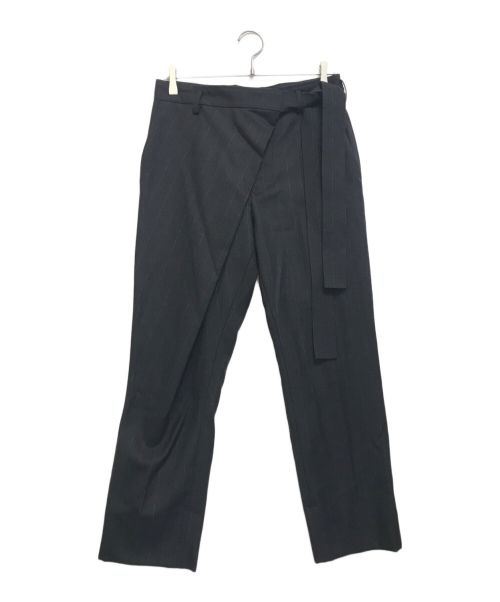 SOSHIOTSUKI（ソウシ オオツキ）SOSHIOTSUKI (ソウシ オオツキ) WRAP KNOT STRAIGHT TROUSERS ブラック サイズ:44の古着・服飾アイテム