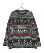 s'yte×PEANUTSサイト×ピーナッツ）の古着「BULKY WOOL UNIQUE NORDIC PATTERN PULL OVER」｜ブラック