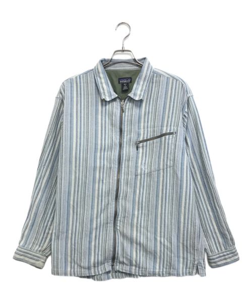 Patagonia（パタゴニア）Patagonia (パタゴニア) rhythm Check Zip-Up Cotton L/S Shirt スカイブルー サイズ:Mの古着・服飾アイテム