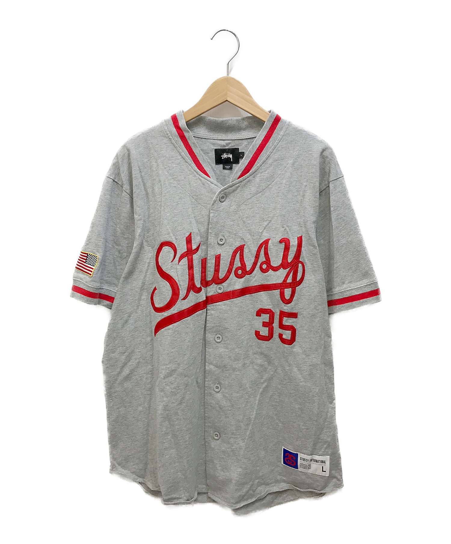 中古 古着通販 Stussy ステューシー ベースボールシャツ グレー サイズ Script Baseball Jersey ブランド 古着通販 トレファク公式 Trefac Fashion