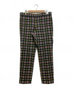 COMME des GARCONS HOMME PLUSコムデギャルソンオムプリュス）の古着「checked slim fit trousers」｜ブラック×レッド