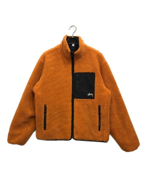 stussy（ステューシー）stussy (ステューシー) 8 BALL SHERPA JACKET ブラック×オレンジ サイズ:Lの古着・服飾アイテム