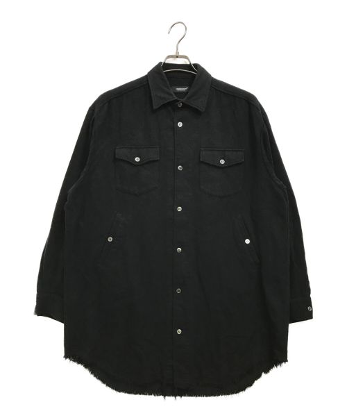 UNDERCOVER（アンダーカバー）UNDERCOVER (アンダーカバー) カットオフネルシャツ ブラック サイズ:2の古着・服飾アイテム