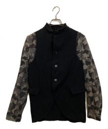 BLACK COMME des GARCONS（ブラック コムデギャルソン）の古着「カモスリーブ切替縮絨ジャケット」｜ブラック