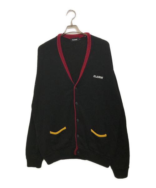 X-LARGE（エクストララージ）X-LARGE (エクストララージ) SWITCH COLOR KNIT CARDIGAN ブラック サイズ:XLの古着・服飾アイテム