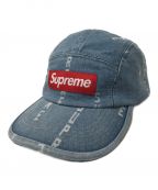 SUPREMEシュプリーム）の古着「LogoStripeJacquardDenimCampCap キャップ」｜スカイブルー