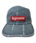 中古・古着 SUPREME (シュプリーム) LogoStripeJacquardDenimCampCap キャップ スカイブルー：6800円