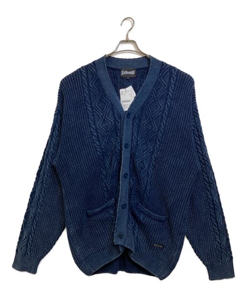 Schott（ショット）Schott (ショット) DULL COL CABLE CARDIGAN ブルー サイズ:2XL 未使用品の古着・服飾アイテム