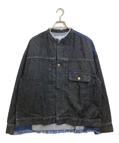 CULLNI（クルニ）CULLNI (クルニ) Cut-off Band Collar Denim Blouson ブラック×ブルー サイズ:SIZE 2 未使用品の古着・服飾アイテム