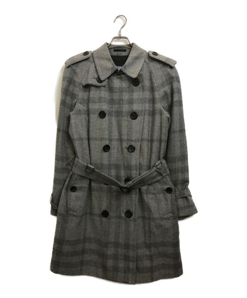 BURBERRY LONDON（バーバリーロンドン）BURBERRY LONDON (バーバリーロンドン) ウールチェックトレンチコート グレー サイズ:Mの古着・服飾アイテム