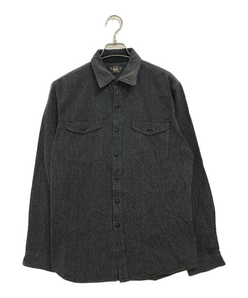 RRL（ダブルアールエル）RRL (ダブルアールエル) SALT&PEPPER WORKSHIRT ゴマ塩ワークシャツ ブラック サイズ:Mの古着・服飾アイテム