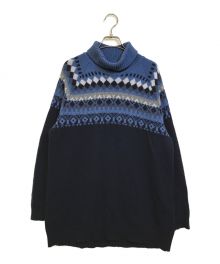 WHITE MOUNTAINEERING（ホワイトマウンテ二アニング）の古着「NORDIC PATTERN TURTLE NECK KNIT」｜ブルー