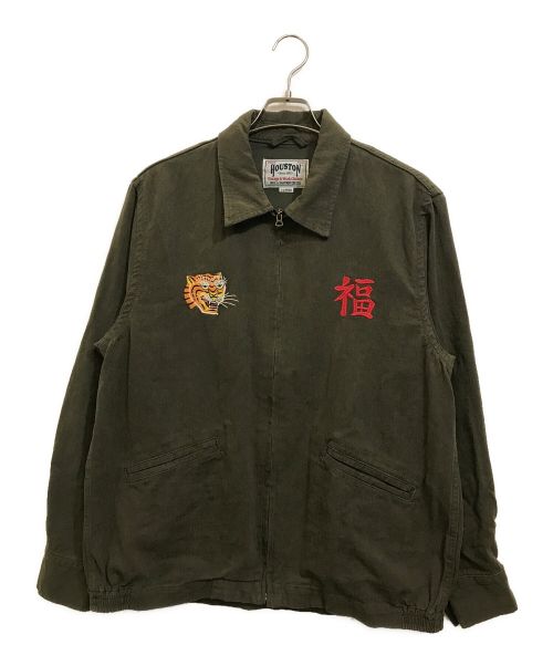 HOUSTON（ヒューストン）HOUSTON (ヒューストン) COTTON LINEN VIETNAM JACKET オリーブ サイズ:X-LARGEの古着・服飾アイテム