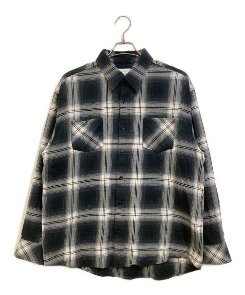 RAFU（ラフ）Rafu (ラフ) フランネルシャツ グレー×ブラック サイズ:LARGEの古着・服飾アイテム