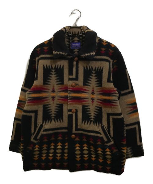 PENDLETON（ペンドルトン）PENDLETON (ペンドルトン) ネイティブ柄コート ブラック×ベージュ サイズ:FREEの古着・服飾アイテム